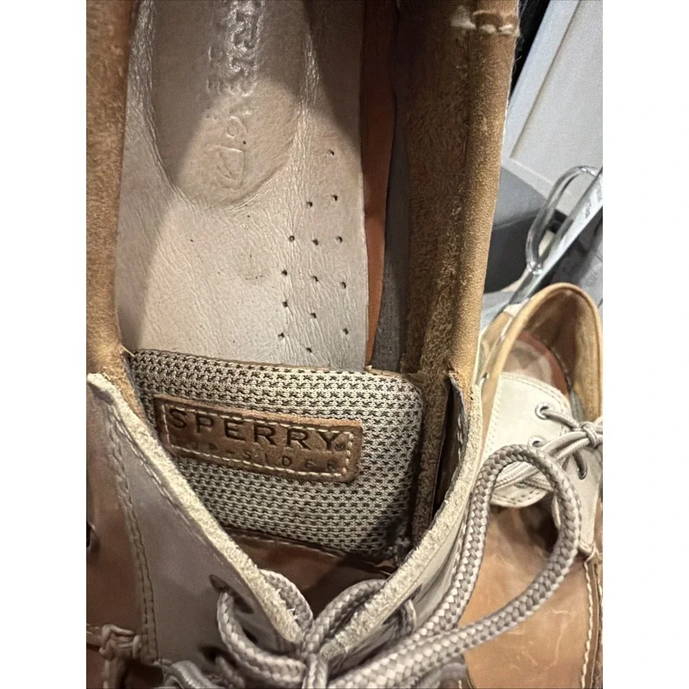 Sperry Top-Sider Billfish 3-Eye Mens 14M Tan Beige Leather Boat Shoes 0799023